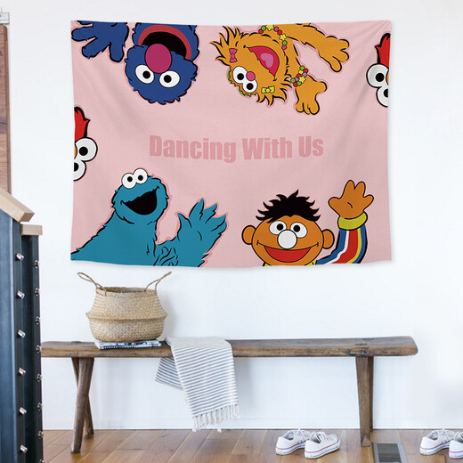 Nianrou Nordic Brand Trendy Sesame Street Fond Cilot Ins Hanging Tissu Room Disposet Dormitory Decoration Décoration Internet Célébrité Tapasches GT677 Largeur 100cm - Hauteur 75cm (collection et achat + package d'installation)
