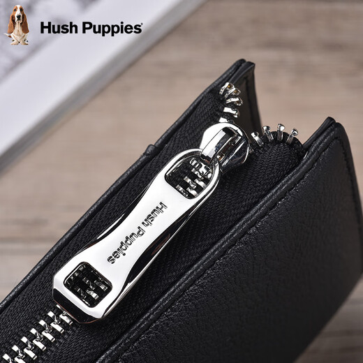 Hush Puppies key bag men's ID bag bank card access control card two-in-one genuine leather card bag portable key chain storage bag black HC-1811007W-577
