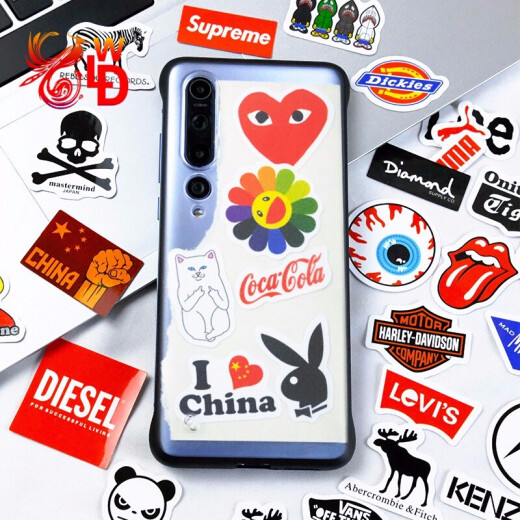 Weiliduo Jiayan's new 58-piece mini European and American trendy brand logo mobile phone stickers personalized mobile phone case power bank tablet stickers waterproof decorative stickers