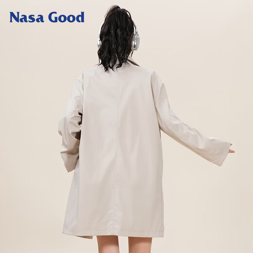 NASA GOOD mid-length jacket men's autumn Korean style solid color loose casual style couple clothes jacket khaki 2XL