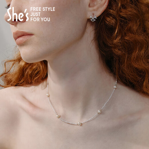 She s Akiko Barbie Fashion Pearl Necklace Niche Design Light Luxury High-end Clavicle Chain Necklace Birthday Gift for Women Silver White H0