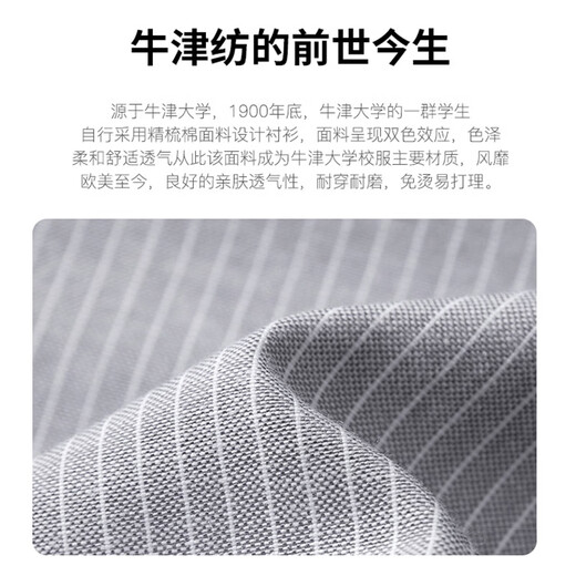 ROMON Oxford shirt men's anti-wrinkle easy-care long-sleeved casual striped shirt jacket men's gray 3XL