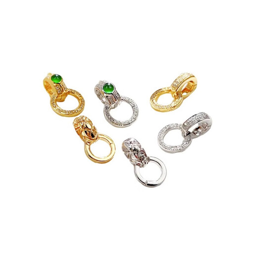 Yujingji Fat Donglai same style 18k gold universal buckle plated double opening pendant buckle inlaid with diamond pearl buckle necklace buckle hundred yellow gold color full of diamonds