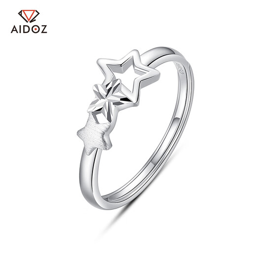 Aido Diamond pt950 platinum star ring for women, fashionable platinum five-pointed star ring, adjustable gift for girlfriend, weight 2.2-2.4 grams + free engraving
