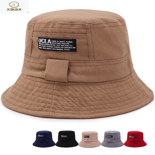XBLGX spring and autumn hat double-sided fisherman hat anti-1 sunshade hat for men and women same style foldable small hat basin hat khaki color one size 58cm