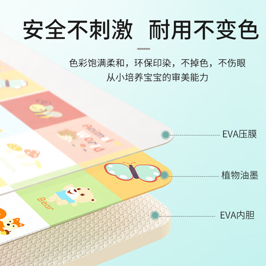 迪士尼（Disney）儿童泡沫地垫拼接宝宝爬行垫婴儿防摔加厚家用早教中心拼图爬爬垫 童趣乐园 60*60*1.0cm【4片装-送边条】升