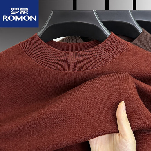 ROMON worsted sheep sweater autumn and winter new half turtleneck sweater for middle-aged men sheep wool thickened bottoming shirt for men light brown 165/M 95 to 115Jin Jin is equal to 0.5 kg