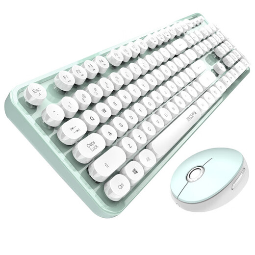 Skyscraper (Mofii) sweet wireless retro punk keyboard and mouse set office keyboard and mouse set mouse computer keyboard notebook keyboard white green