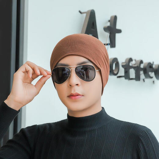 KAROND new nightcap men's summer bald hat men's hat men's bald summer headscarf men's bald summer headscarf women's breathable pull-out bag head hat summer thin style sleeping spring and autumn black one size elastic