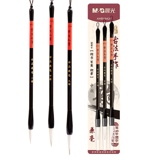 M&G stationery and brush set for students, calligraphy, French painting and calligraphy for beginners, large, medium and small regular script set, 3 pieces of regular script and seal script pens, birthday gift AWBY8420