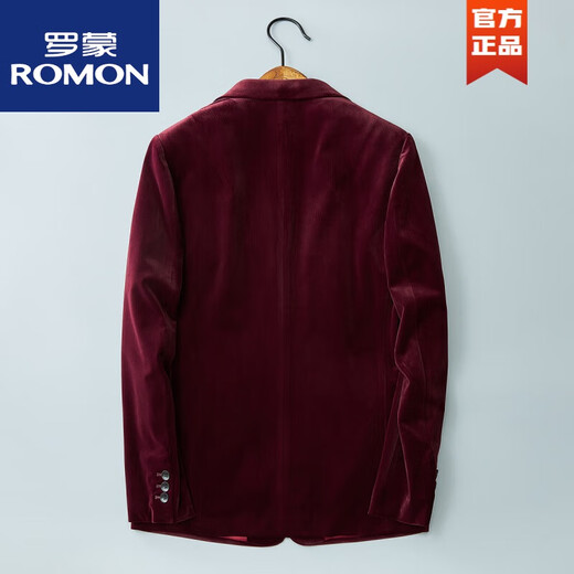 ROMON European blazer men's Korean version slim business casual simple fashion gold velvet handsome suit top black XL