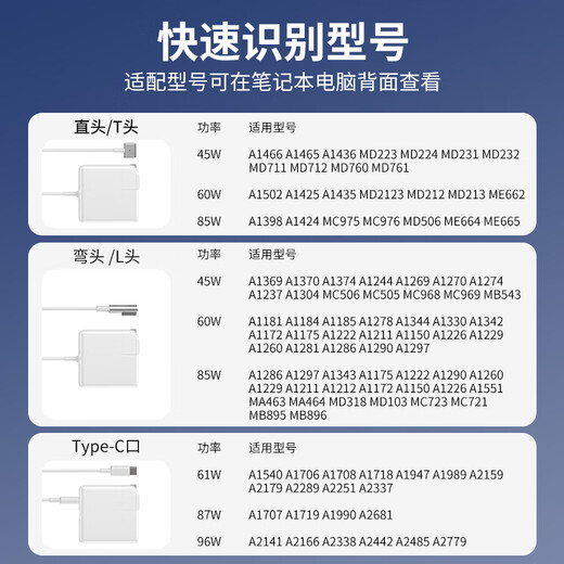 
Qiyuan MP Apple laptop charger 85W suitable for MacBook Pro A1398 A1424 MC975 1.7-meter power adapter cable 20V4.25A magnetic T-head
