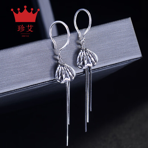 Zhenai PT999 platinum butterfly tassel earrings full platinum 999 women's earrings platinum earrings long exquisite snake bone earrings PT999 full platinum 3.19g