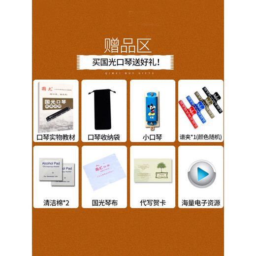国光德国进口音簧国光口琴复音c调宽音域口琴初学者入门学生演奏级 28孔复音C调宽音域典雅黑