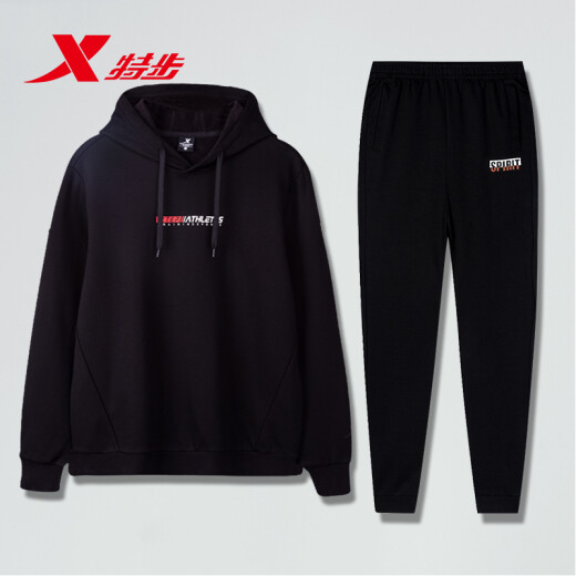 XTEP Sports Set Herren Sommer Casual Sportswear Sommer Running Pullover zweiteiliger Pullover 9277+Black 175/L