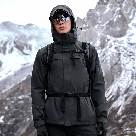 Pathfinder Suzaku Jacket Three-in-One Down Liner Men's Outdoor Heavy Rain Level Windproof and Waterproof Winter Warm Jacket Black Down Two-piece Set L