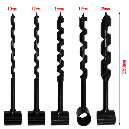 Qinkai hand-twisted drill woodworking extended twist drill outdoor hole opener camping tool hand-rotated drilling drill bit with wooden stick for novice twister 25*260 (wooden stick included)