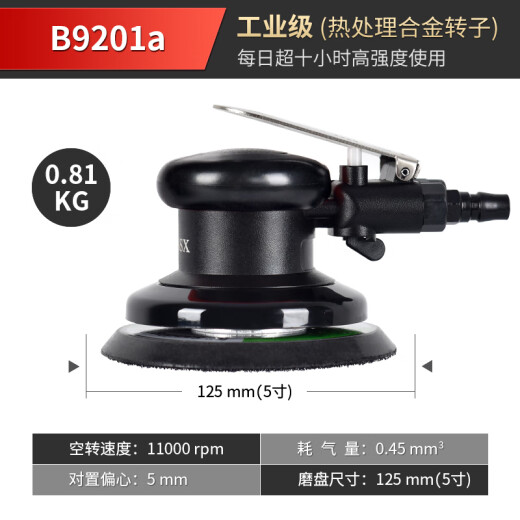 bessx贝禧德国品牌气动打磨机工业级干磨机气磨机高速偏心5mm汽动抛光 B9201a【5寸工业级】