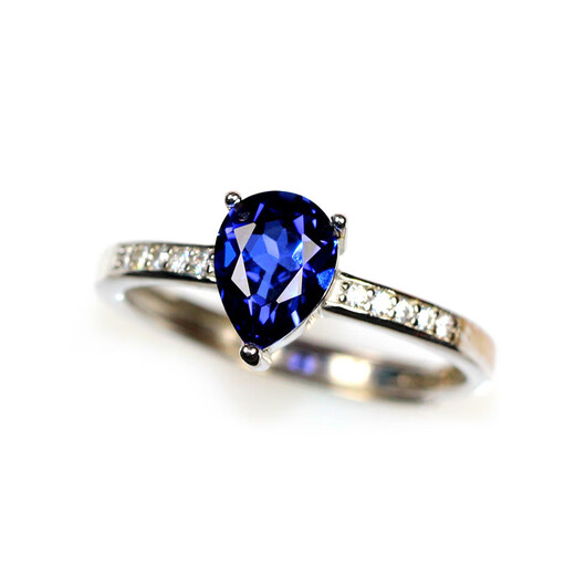 Erli drop-shaped sapphire ring women's 925 sterling silver ring tanzanite colored gemstone Japanese and Korean opening adjustable white gold