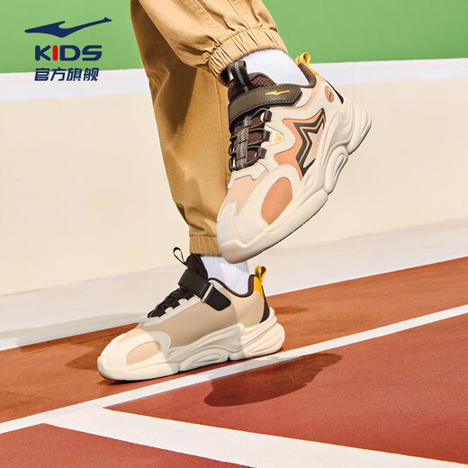 Hongxing Erke (ERKE) children's shoes, boys and girls sports shoes, children's 24 autumn and winter new products, large and small children's casual shoes, dark tan/warm linen 37