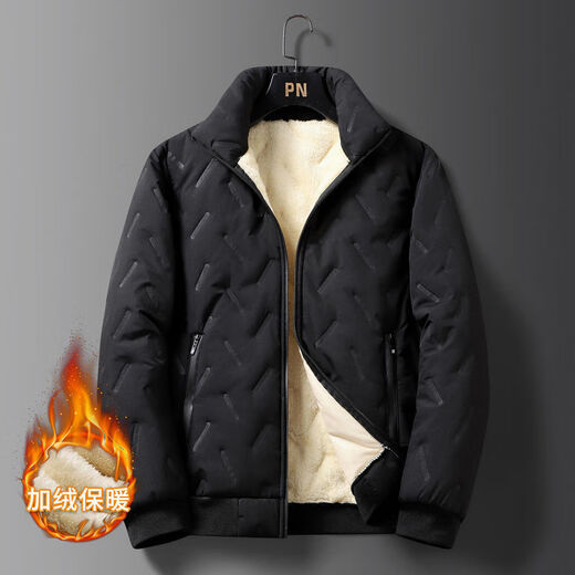 Kennedy lambswool jacket warm men's winter coat jacket men's winter feather coat plus velvet black - lambswool jacket 4XL 172CM-182CM