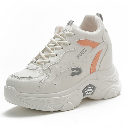 Spider King Echtes Leder-Dad-Schuhe für Frauen 2023 Herbst New Wedge Super Hot Frauenschuhe weiche Einzel-Anti-Odor-Reise-Sportschuhe 826 Weißes Leder (innerhalb von 8 cm Höhe) 35
