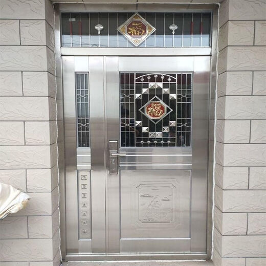 维诺亚304不锈钢单门子母门家用定制加厚双开门阳台顶楼不锈钢防盗大门 加厚不锈钢定制(一平方价)