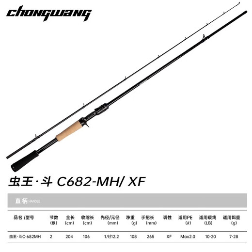 Insect King Luya Insect King Douluya Rod for Mandarin Fish Special Long-range Hot-up Ultra-fast Adjustment Carbon Gun Handle Straight Handle Advanced Imported Universal Insect Rod 2.04m Insect King Dou [Gun Handle 682-MH]