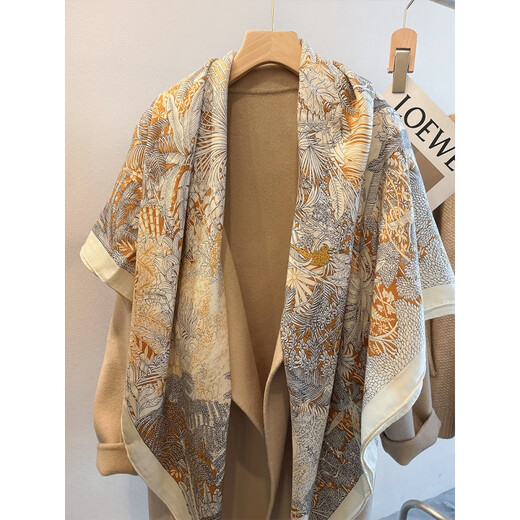 Story Life Gifts Silk Buff Femen's Outumn and Winter Silk lana de seda suave Bufanda cuadrada grande CALLO Cálido Taloso Temperamento Versátil de Mujeres Fubao