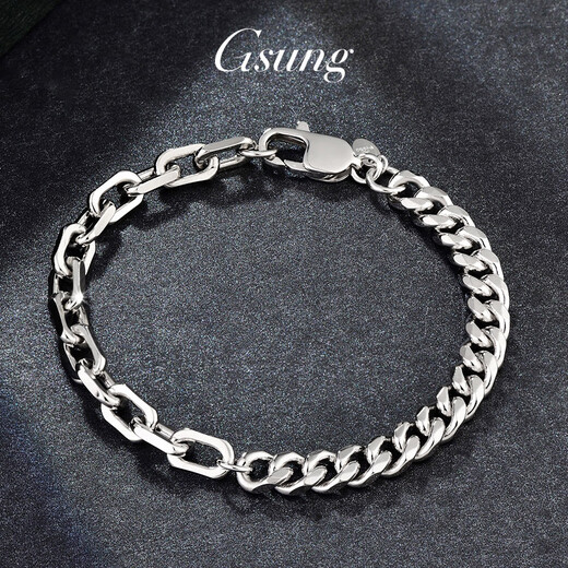 GsunG Platinum Men's Bracelet PT950 New AB Bracelet Fashion Cross Chain Platinum Women's Cuban Chain Single Set Horsewhip Priced by Gram Contact before bidding