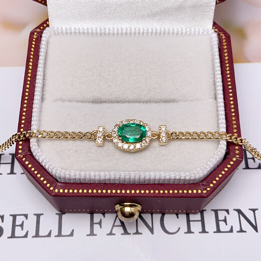 Eba natural emerald bracelet 18K gold with diamonds as a birthday gift for your girlfriend. Ready stock length 15.5-18cm
