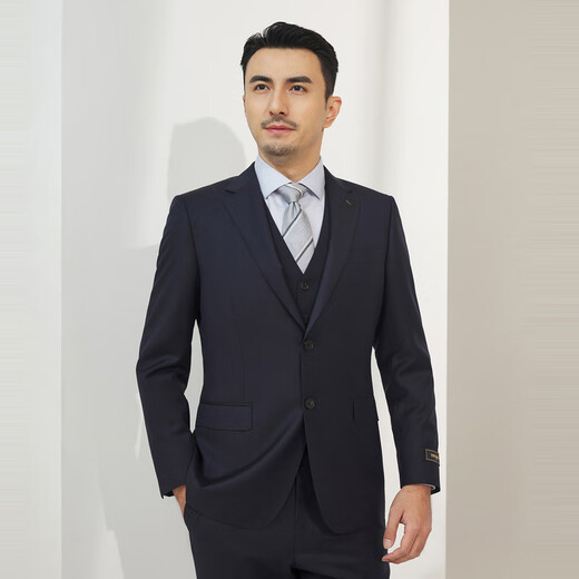雅戈尔（YOUNGOR）套西上衣男205款两粒单排扣标准版西服羊毛高端新品商场同款 藏青 L 175/104A