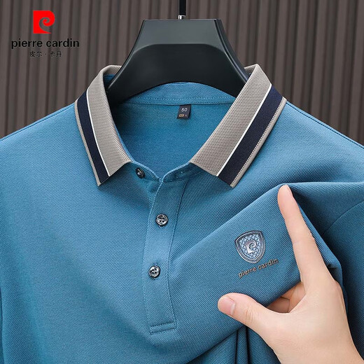 皮尔卡丹（pierre cardin）皮尔卡丹2024新款男士长袖t恤中年春秋宽松休闲翻领polo.衫男 15810 红色 165/80A