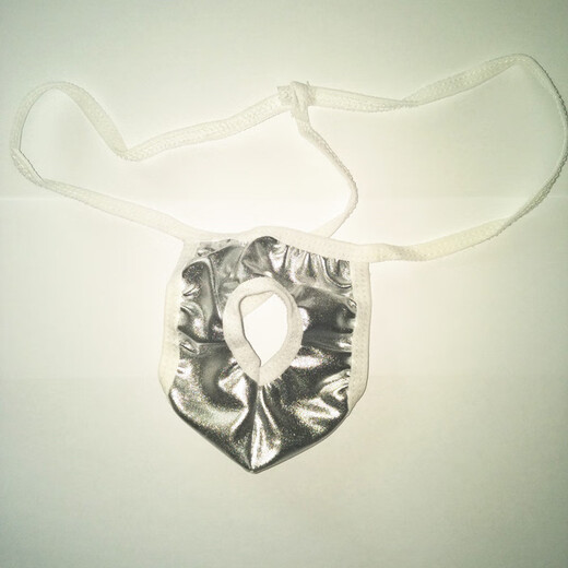 Open hole T-string men's underwear breathable stretch mid-waist T-string pants One size fits all 160Jin Jin equals 0.5kg Inside Silver One size fits all