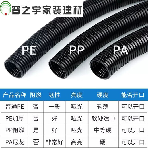 Plastic open corrugated pipe waterproof and flame retardant cable protective cover threaded hose outdoor sun protection and anti-aging PEAD10 inner diameter 6 points 5mm 100 meters