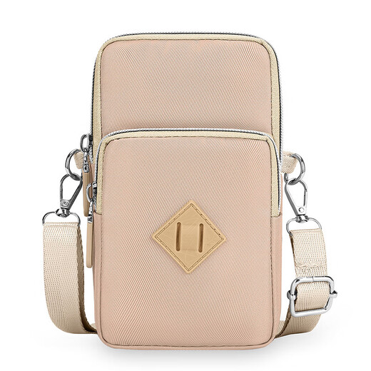 Tuzun Summer Mobile Phone Bag 2024 New Women's Mini Vertical Oxford Cloth Bag Multi-layer Crossbody Wrist Sports Arm Bag Khaki Pink