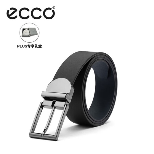 ECCO Business Casual Belt Metall Pin Schnalle Gürtel Männer 9105892 Schwarz/Mitternacht Blau 100 cm Geschenkbox