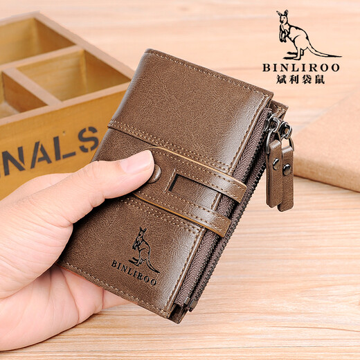 Binli Kangaroo Retro Herren Brieftasche Kurzgeschäft Anti-Diebstahl Kauf Brieftasche Männer vertikaler Multifunktions-All-in-One
