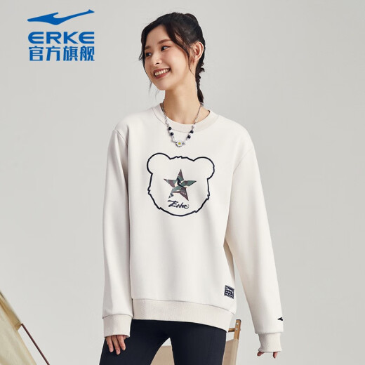 
Hongxing Erke battery panda sweatshirt for men autumn and winter couple thickened warm pullover long-sleeved men's sweatshirt apricot khaki-added velvet warm 1047 3XL