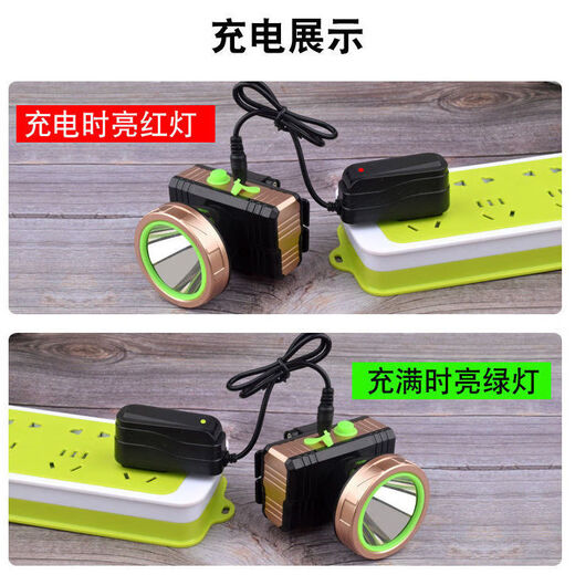 Group wear headlamp LED strong light long-range rechargeable lithium battery outdoor night riding fishing head-mounted miner's lamp upgraded white light lithium battery + two-level dimming A style