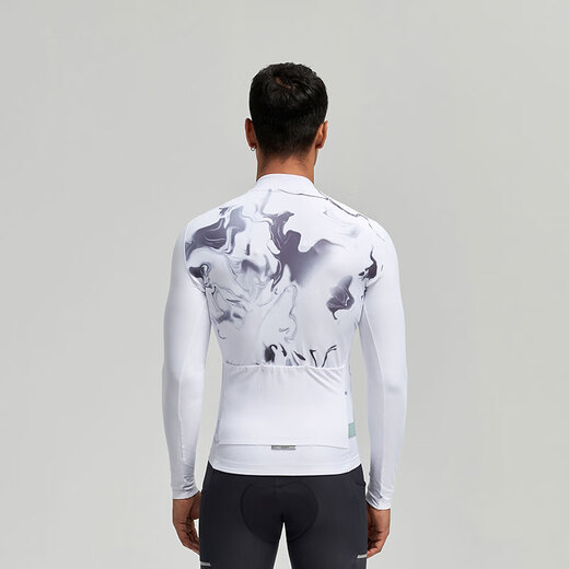 Santic autumn and winter fleece road cycling jersey men's top Gretel white M