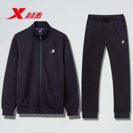 XTEP Sports Set Herren Sommer Casual Sportswear Sommer Running Pullover zweiteiliger Pullover 9277+Black 175/L