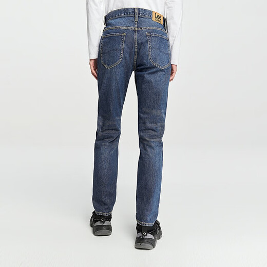Lee Zhang Linghe endorses classic five-pocket style comfortable mid-rise tapered mid-dark blue men's jeans casual trend mid-dark blue 33