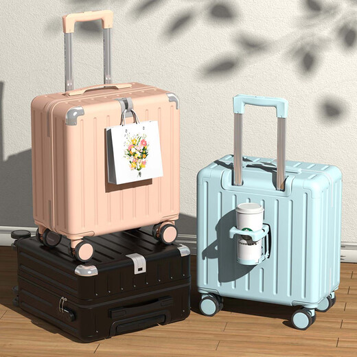 
Small suitcase boarding case new high-quality trolley case for men and women students travel case small business password box 719 business black 18 inches gift sticker [about 42*36*19cm]