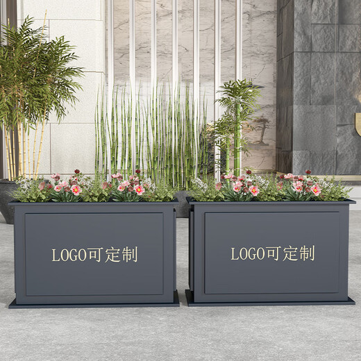 F7N2N1 Customized Outdoor Stainless Steel Flower Box Sales Department Flower Pot Outdoor Iron Flower Stand Commercial Street Flower Bed into Flower Box Length 140* Width 30* Height 60 Default Item