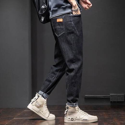 Charluoel Jeans Herren Frühling und Herbst neue Stil Hosen Herren loser Straight Herrenhosen Trendy Brand 2025 Frühling Casual Long Hosen 6621 Blue + 6621 Black 29