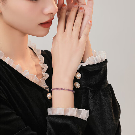 Zincand amethyst bracelet female transfer beads best friend birthday gift ins design high-end fine bracelet for girlfriend faceted tanzanite - suitable for hand circumference about 14CM