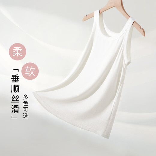都市丽人女士背心螺纹宽肩带内搭秋季圆领透气打底吊带背心修身显瘦上衣 黑色 均码