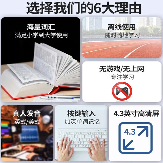 Kuaiyitong Student English Electronic Dictionary Learning Machine for Primary School Junior High School Students Offline Back-Looking Word Artifact Longman Advanced English-Chinese Bilingual Dictionary Translator No Games Can Be Taken to School Piano Black Standard Screen 64G Longman Enhanced Edition Newly Added Primary-Junior High-level Listening
