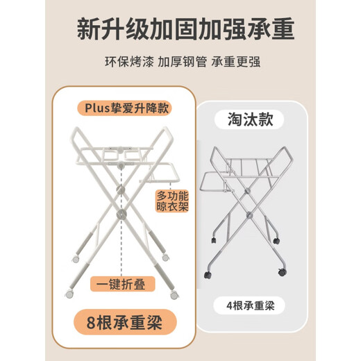 摩登孕妈（MODENGYUNMA）尿布台婴儿护理台新生儿换尿布台多功能可折叠升降宝宝按摩洗澡台 灰色【二代双层】横梁支架+三档